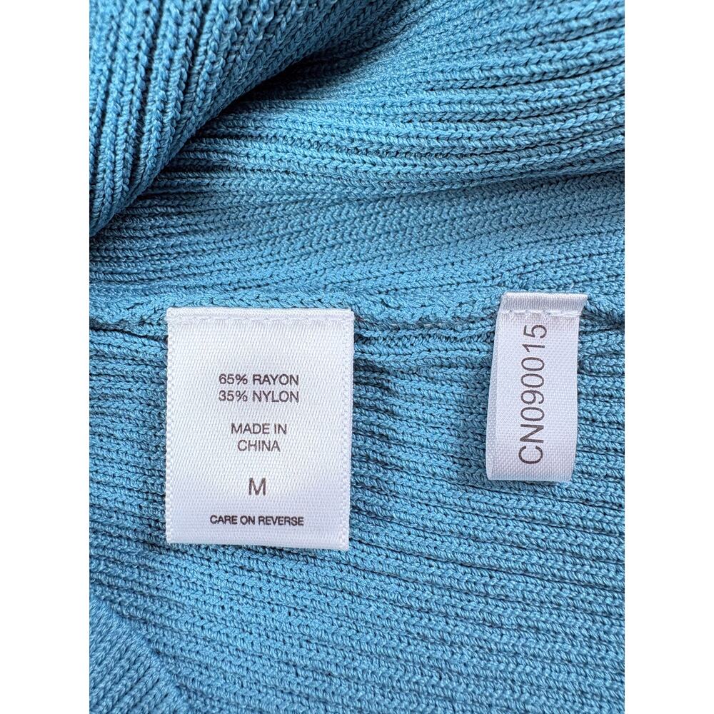 Romantic Feminine New York & Co Teal Off Shoulder Ribbed Sweater Night Out M NWT - Picture 14 of 15